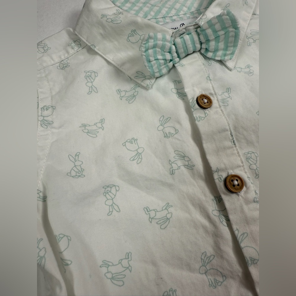 TOMMY BAHAMA Baby Boy's Seersucker Rabbit Printed Onesie with Bowtie Size‎ 18M - Picture 6 of 8